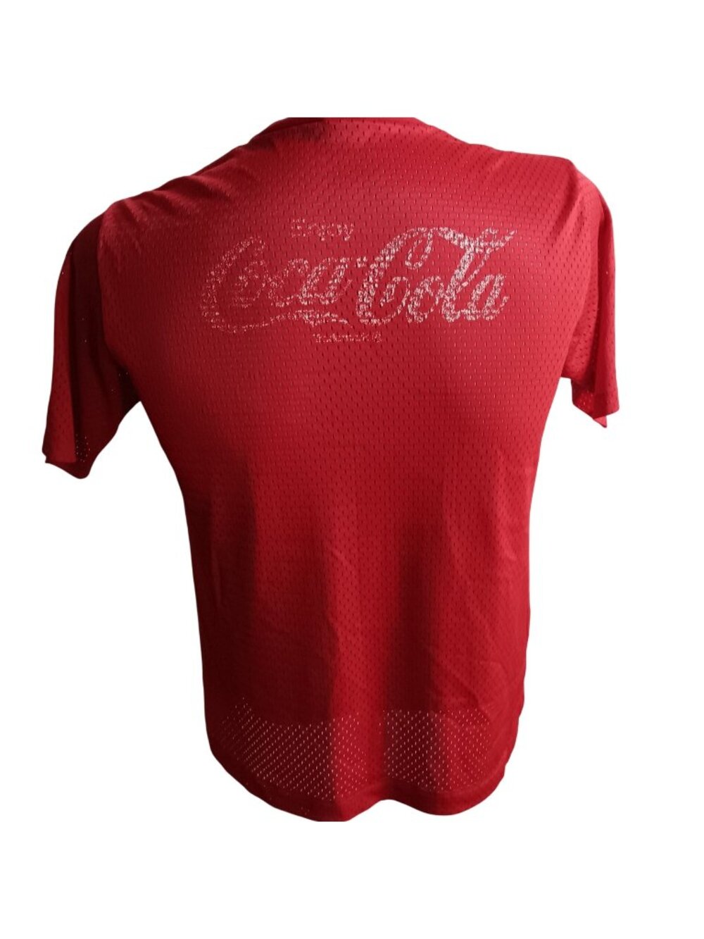 Vintage Medium T-shirt Single Stitch Coca-Cola Red Nylon mesh 2 Sided 1980s